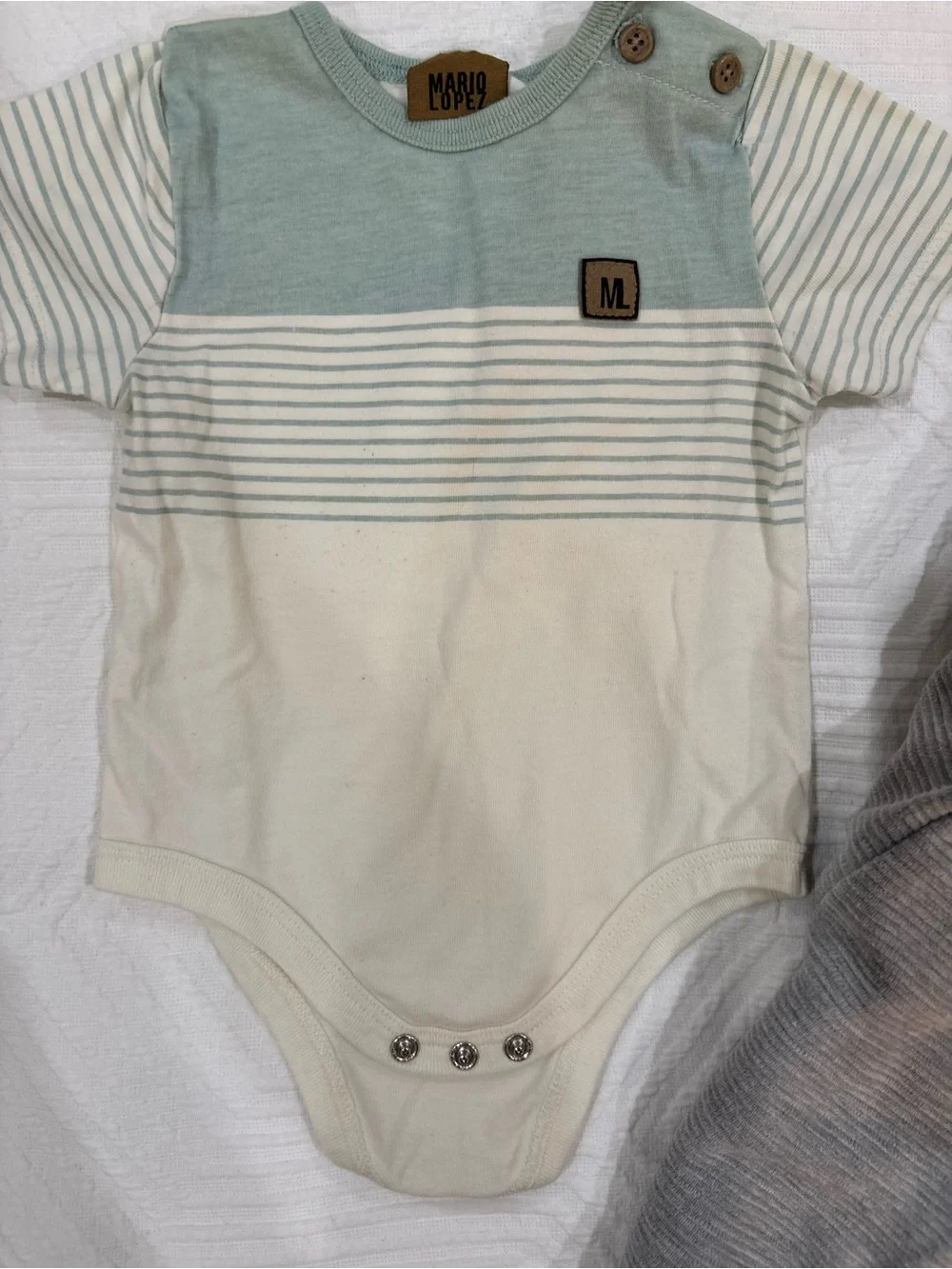 Mario Lopez Baby Boy 2-Piece Mint & Gray Outfit
